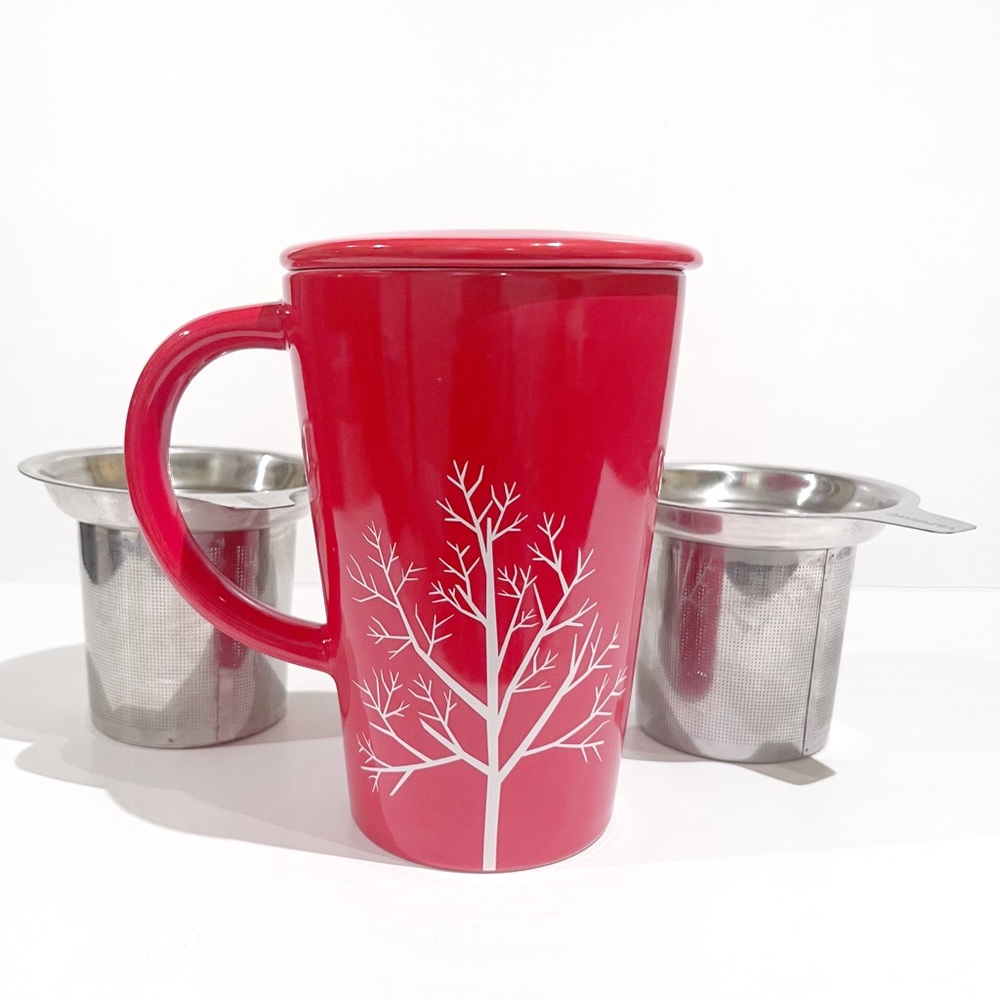 David’s Tea The Perfect Mug Red Lidded Loose Leaf Tea Steeper Strainers Infusers